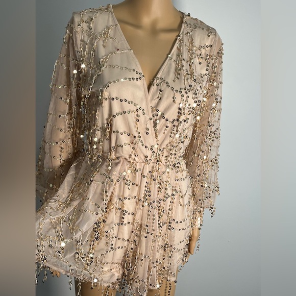 Champagne Gold Sequin Romper - Picture 3 of 5